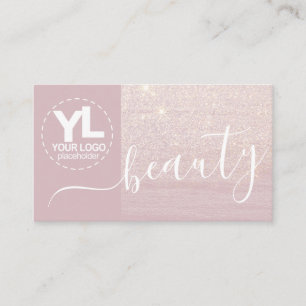 Tarjeta De Visita Plantilla de logotipo Glam Lilac Glitter Lujo Bell