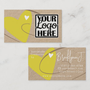 Tarjeta De Visita Plantilla de logotipo Kraft Yellow Love Hearter Cr