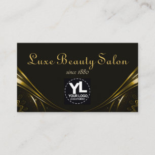 Tarjeta De Visita Plantilla de logotipo Moda Lujo Florecer Oro Amari