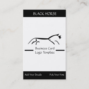 Tarjeta De Visita Plantilla de logotipo sencillo para caballos negro