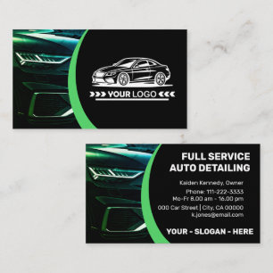 Tarjeta De Visita Plantilla de logotipo Servicio de automóvil verde