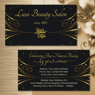 Tarjeta De Visita Plantilla de logotipo Sofisticado Gold Luxury Flou