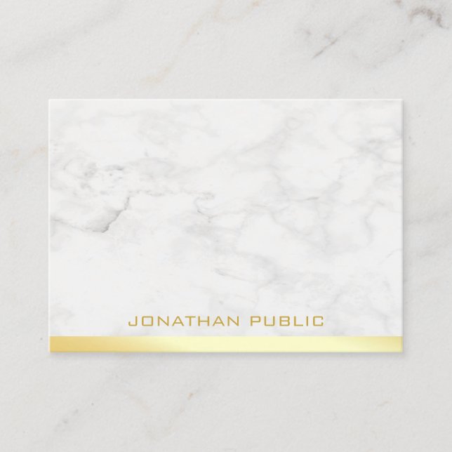 Tarjeta De Visita Plantilla de mármol Gold Text Name Profesional Mod (Anverso)
