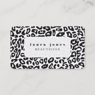 Tarjeta De Visita Plantilla de moda de impresión de leopardo de esqu