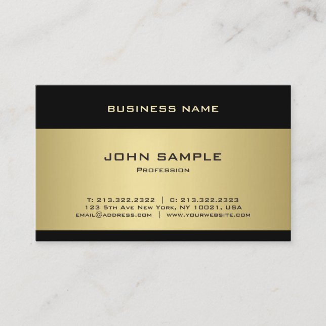 Tarjeta De Visita Plantilla de moda Elegant Gold Profesional Moderno (Anverso)