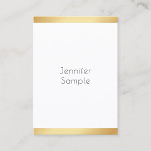 Tarjeta De Visita Plantilla de moda Gold White Profesional