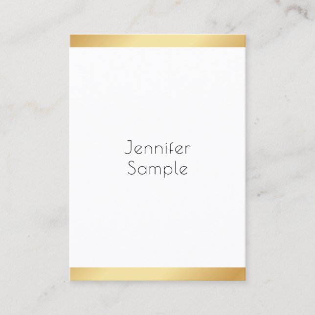 Tarjeta De Visita Plantilla de moda Gold White Profesional (Anverso)