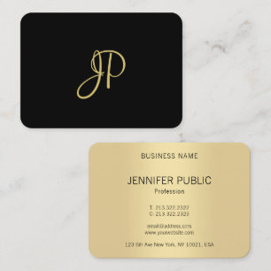 Tarjeta De Visita Plantilla de Monograma de Oro Elegante personaliza
