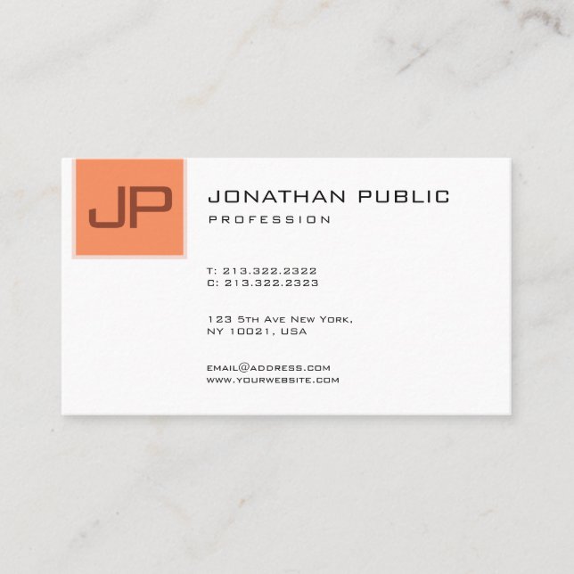 Tarjeta De Visita Plantilla de Monograma Moderno Personalizado (Anverso)