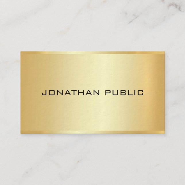 Tarjeta De Visita Plantilla de oro de Faux Profesional Elegante de F (Anverso)