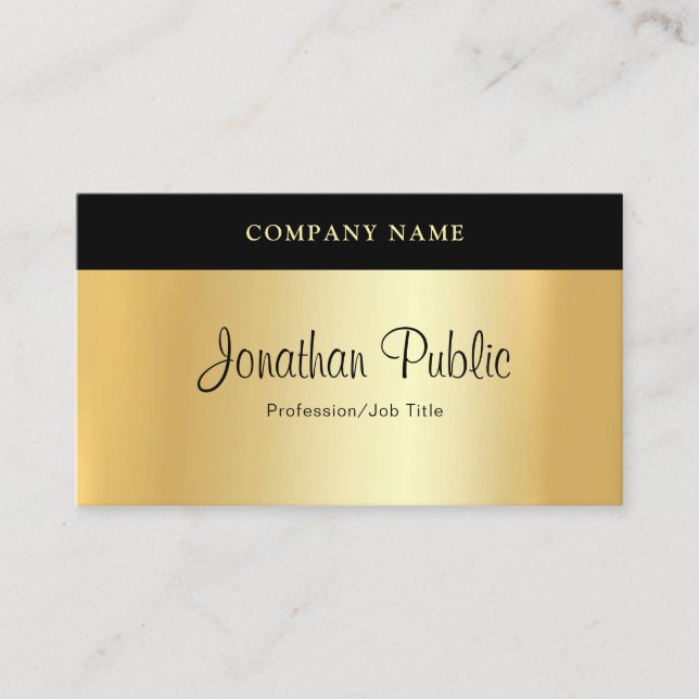 Tarjeta De Visita Plantilla de oro elegante con escritura a mano (Anverso)