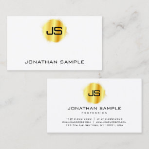 Tarjeta De Visita Plantilla de oro falso Monograma elegante moderno