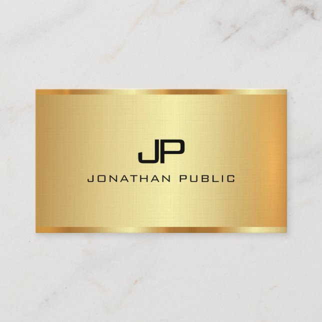 Tarjeta De Visita Plantilla de oro falso Monograma Lino Premium inic (Anverso)