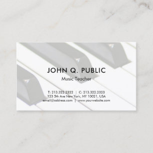 Tarjeta De Visita Plantilla de Piano Music Teacher Professional Simp