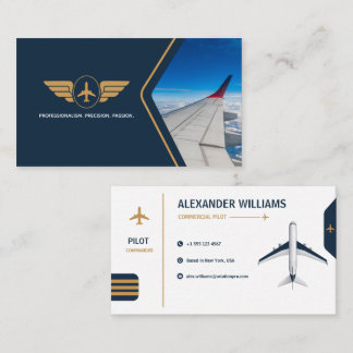 Tarjeta De Visita Plantilla de piloto de aviación de lujo | Aerolíne