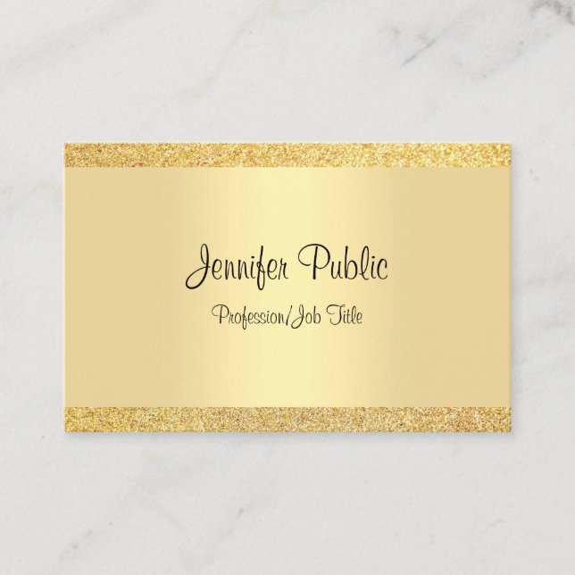 Tarjeta De Visita Plantilla de Purpurina dorado guión manuscrito ele (Anverso)