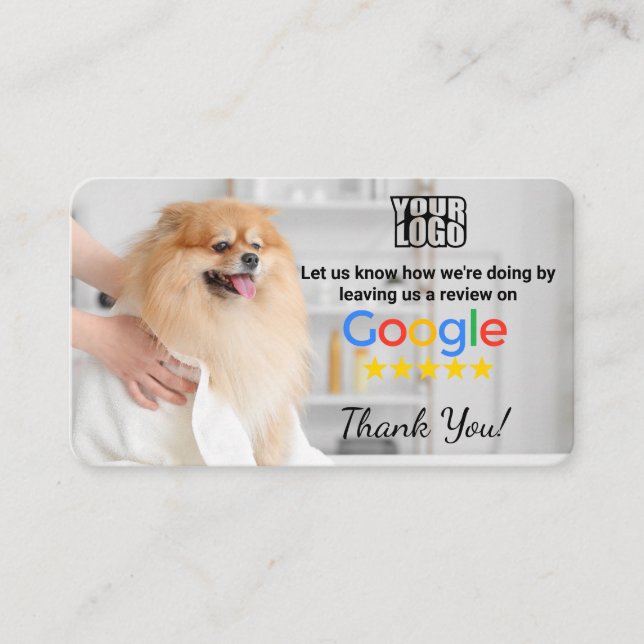 Tarjeta De Visita Plantilla de revisión de Google de Dog Groomer con (Anverso)