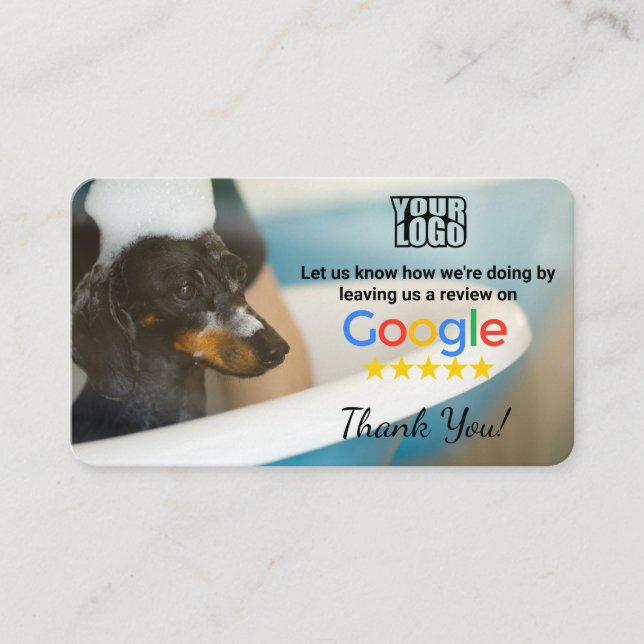 Tarjeta De Visita Plantilla de revisión de Google de Dog Groomer con (Anverso)