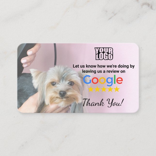 Tarjeta De Visita Plantilla de revisión de Google de Dog Groomer con (Anverso)
