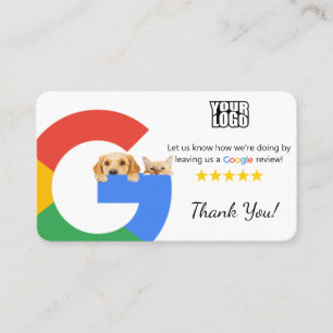 Tarjeta De Visita Plantilla de revisión veterinaria de Google con có