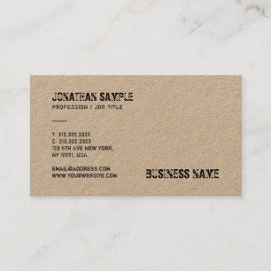 Tarjeta De Visita Plantilla de texto angustiado de papel kraft real