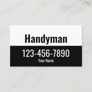 Tarjeta De Visita Plantilla de texto en blanco y negro para Handman