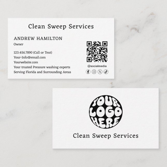 Tarjeta De Visita Plantilla de trabajo simple y moderna del servicio (Anverso / Reverso)