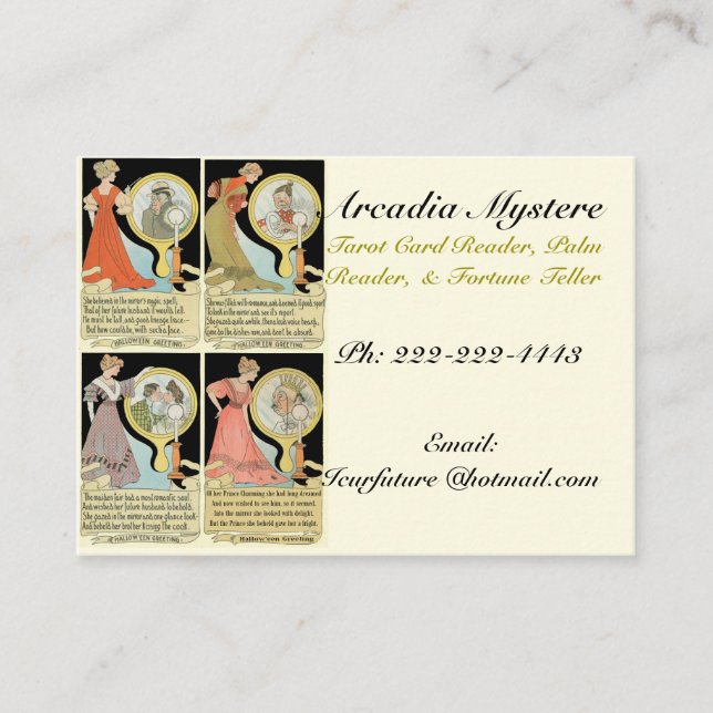 Tarjeta De Visita Plantilla divertida del adivino de las cartas de (Anverso)