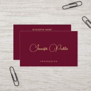 Tarjeta De Visita Plantilla Dorada de Moda Texto Caligrafía Lujosa