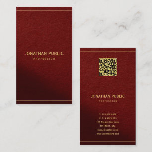 Tarjeta De Visita Plantilla Dorada Elegante Con Código QR Lujoso