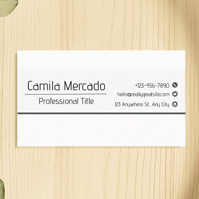 Tarjeta De Visita Plantilla ejecutiva blanca y gris simple (Subido por el creador)