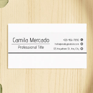 Tarjeta De Visita Plantilla Ejecutiva Simple Limpia en Blanco y Negr