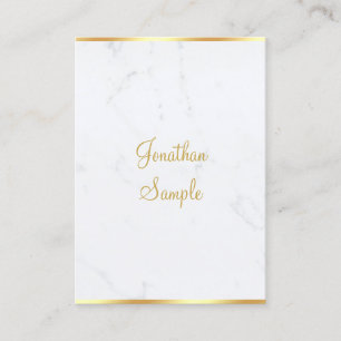 Tarjeta De Visita Plantilla elegante con caligrafía de oro de márm