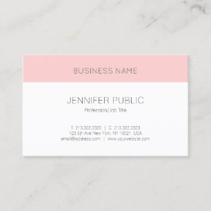 Tarjeta De Visita Plantilla elegante de color blanco rosado de Rubor