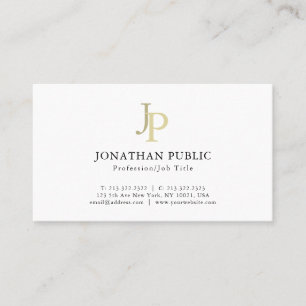 Tarjeta De Visita Plantilla elegante de monograma profesional dorado
