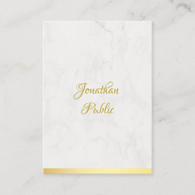 Tarjeta De Visita Plantilla Elegante de nombres manuscritos de oro y (Anverso)