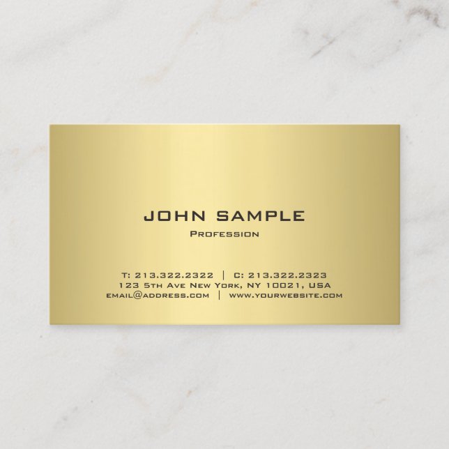 Tarjeta De Visita Plantilla Elegante Gold Aspecto Profesional Modern (Anverso)