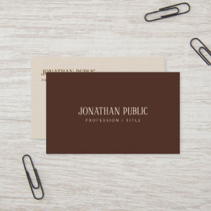 Tarjeta De Visita Plantilla elegante marrón y beige personalizada de