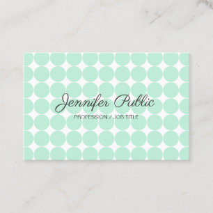 Tarjeta De Visita Plantilla Elegante Mint Green White Script Bu