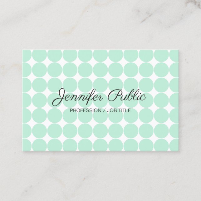 Tarjeta De Visita Plantilla Elegante Mint Green White Script Bu (Anverso)