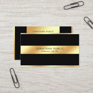 Tarjeta De Visita Plantilla elegante negra y dorada profesional mode