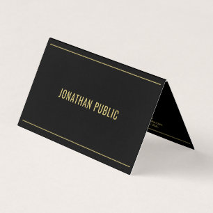 Tarjeta De Visita Plantilla elegante profesional doblada negro y dor