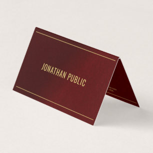 Tarjeta De Visita Plantilla elegante profesional doblada texto dorad