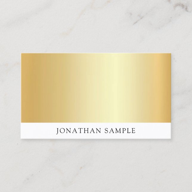 Tarjeta De Visita Plantilla elegante profesional Gold White (Anverso)