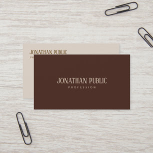 Tarjeta De Visita Plantilla elegante profesional marrón y beige de l