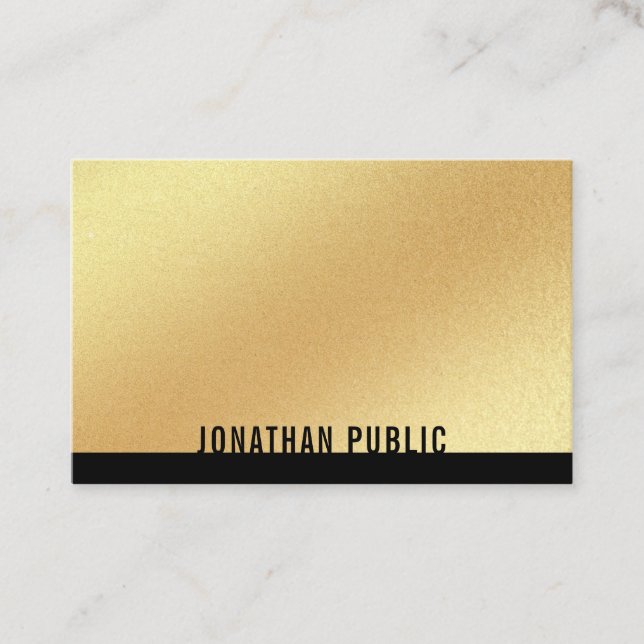 Tarjeta De Visita Plantilla Faux Gold de moda Profesional Moderno (Anverso)