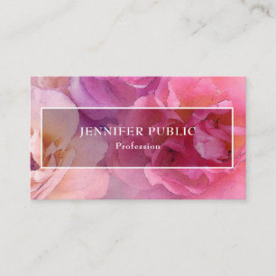Tarjeta De Visita Plantilla floral moderna elegante de los rosas de