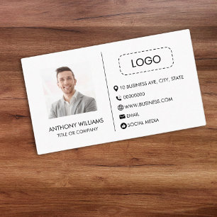 Tarjeta De Visita Plantilla fotográfica Blanco moderno simple y gené