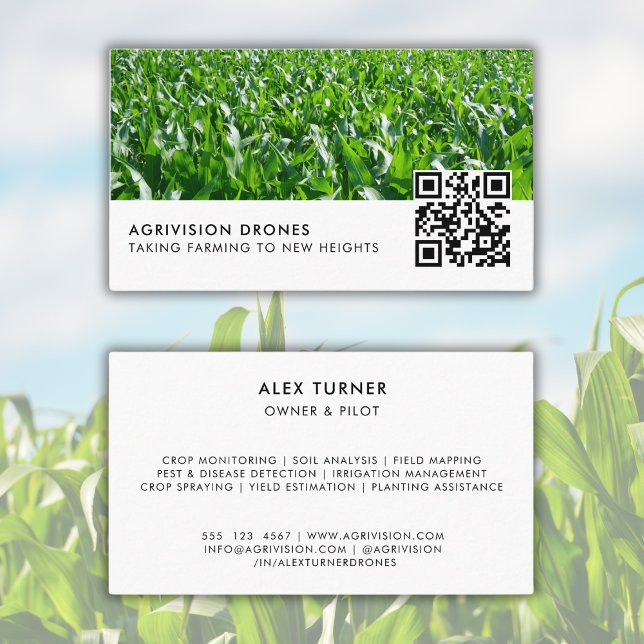 Tarjeta De Visita Plantilla fotográfica de código QR para el negocio (Subido por el creador)