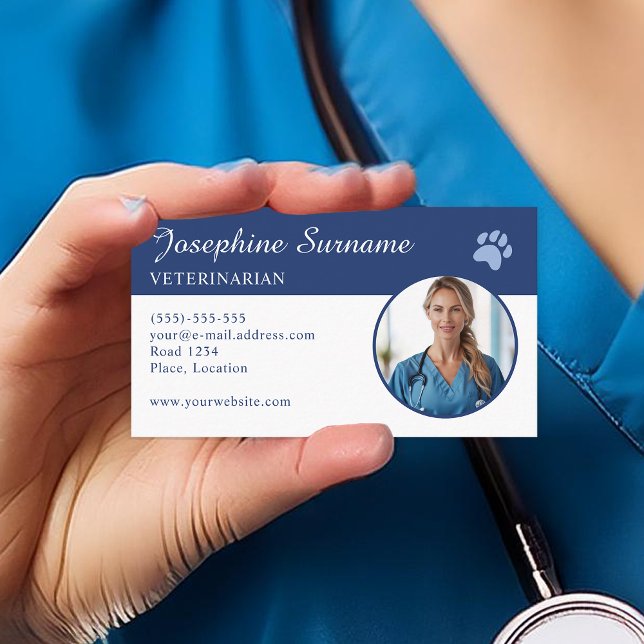Tarjeta De Visita Plantilla fotográfica de Personalizado veterinario (Subido por el creador)